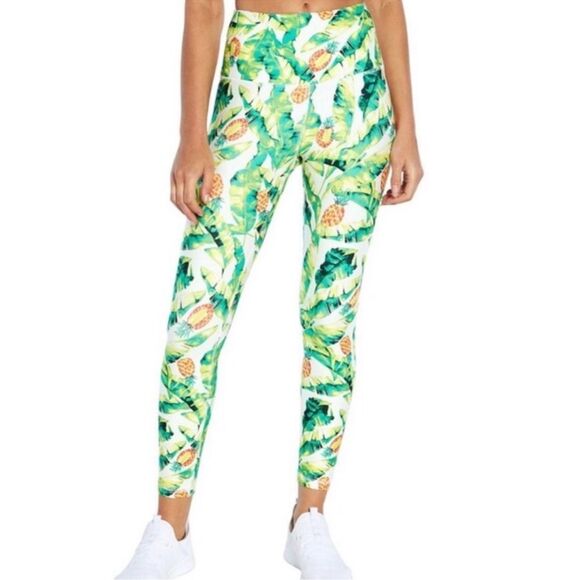 NWOT WILDFOX Sweat Palm and Pineapple‎ Leggings size S high waist - Picture 1 of 9